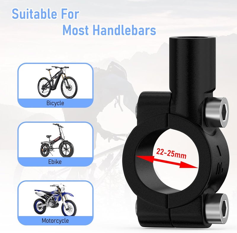 Raoot Handlebar Bike Mirror, 360° Adjustable Scratch Resistant Glass Lens, Safety Bicycle Rear View Mirrors for Ebike, Bicycle Universal Fit Accessories - Image 4